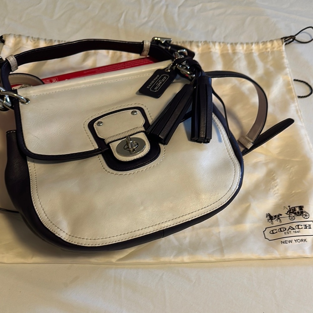 Coach White and purple Leather shoulder and hand bag